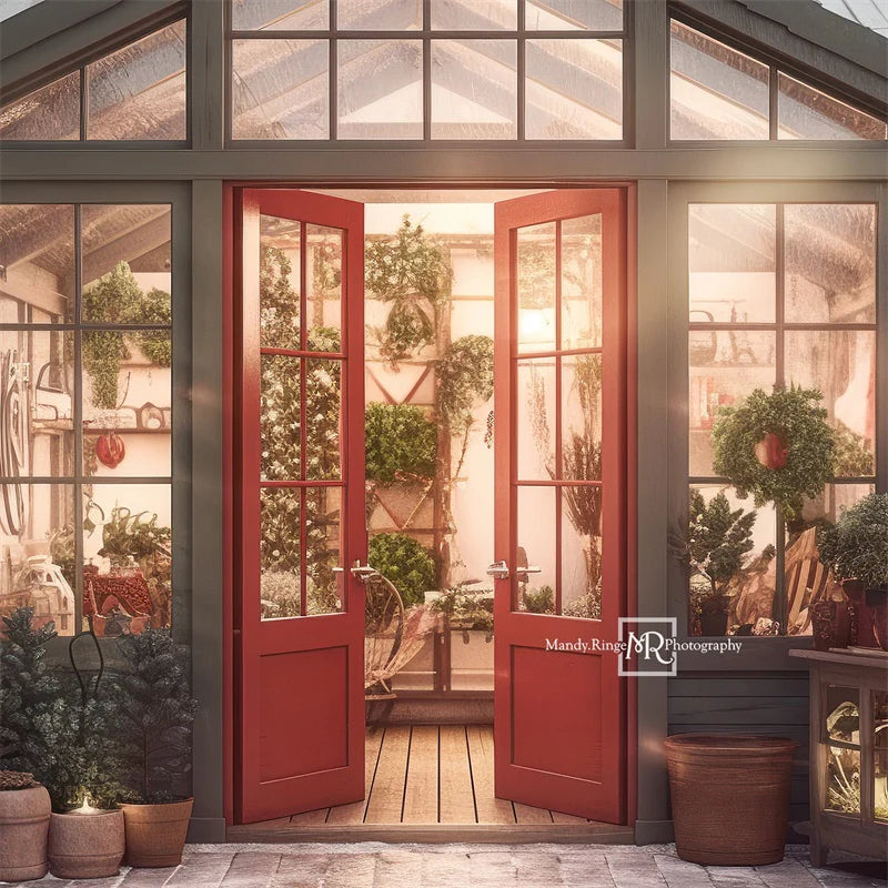 Kate Weihnachten Urlaub Gewächshaus Rot Hintergrund von Mandy Ringe Fotograf - Kate Backdrop.de