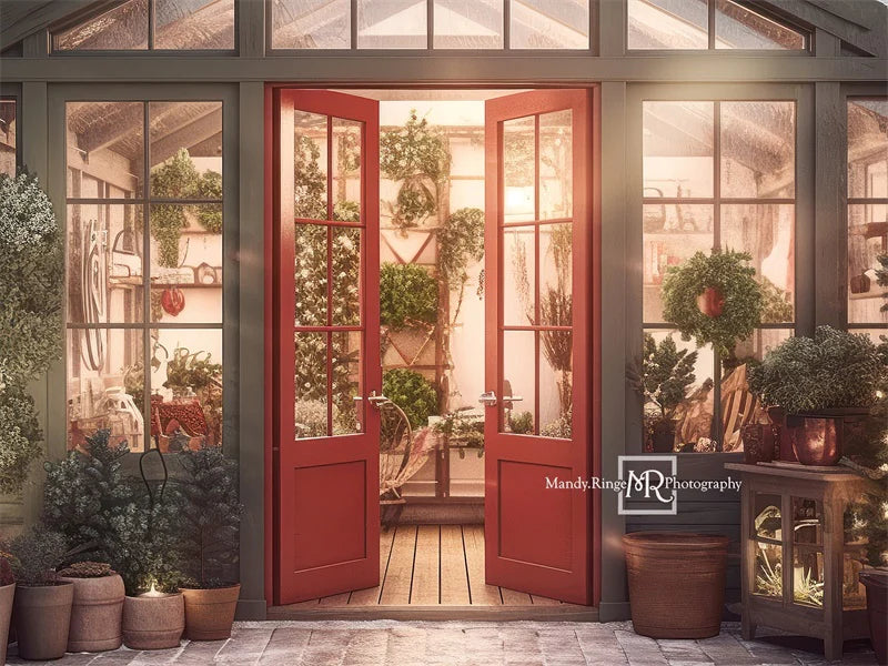 Kate Weihnachten Urlaub Gewächshaus Rot Hintergrund von Mandy Ringe Fotograf - Kate Backdrop.de
