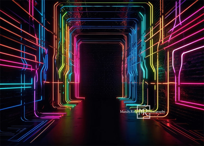 Kate Neonlicht-Hintergrund im Flur von Mandy Ringe Fotograf - Kate Backdrop.de