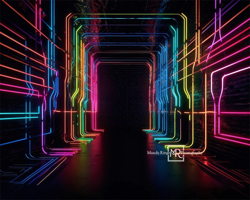 Kate Neonlicht-Hintergrund im Flur von Mandy Ringe Fotograf - Kate Backdrop.de