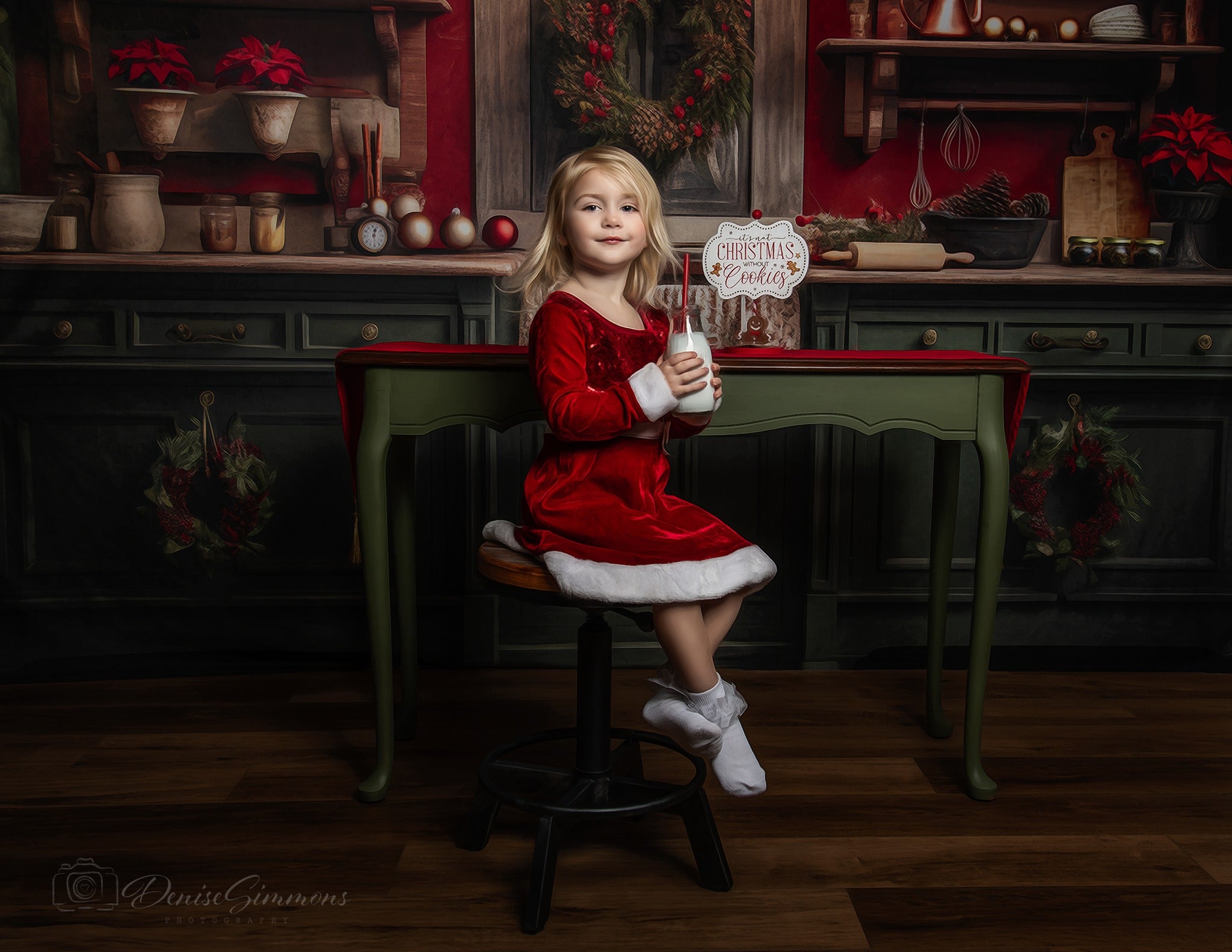 Kate Rot und Grün Weihnachten Küche Hintergrund von Mandy Ringe Fotograf - Kate Backdrop.de