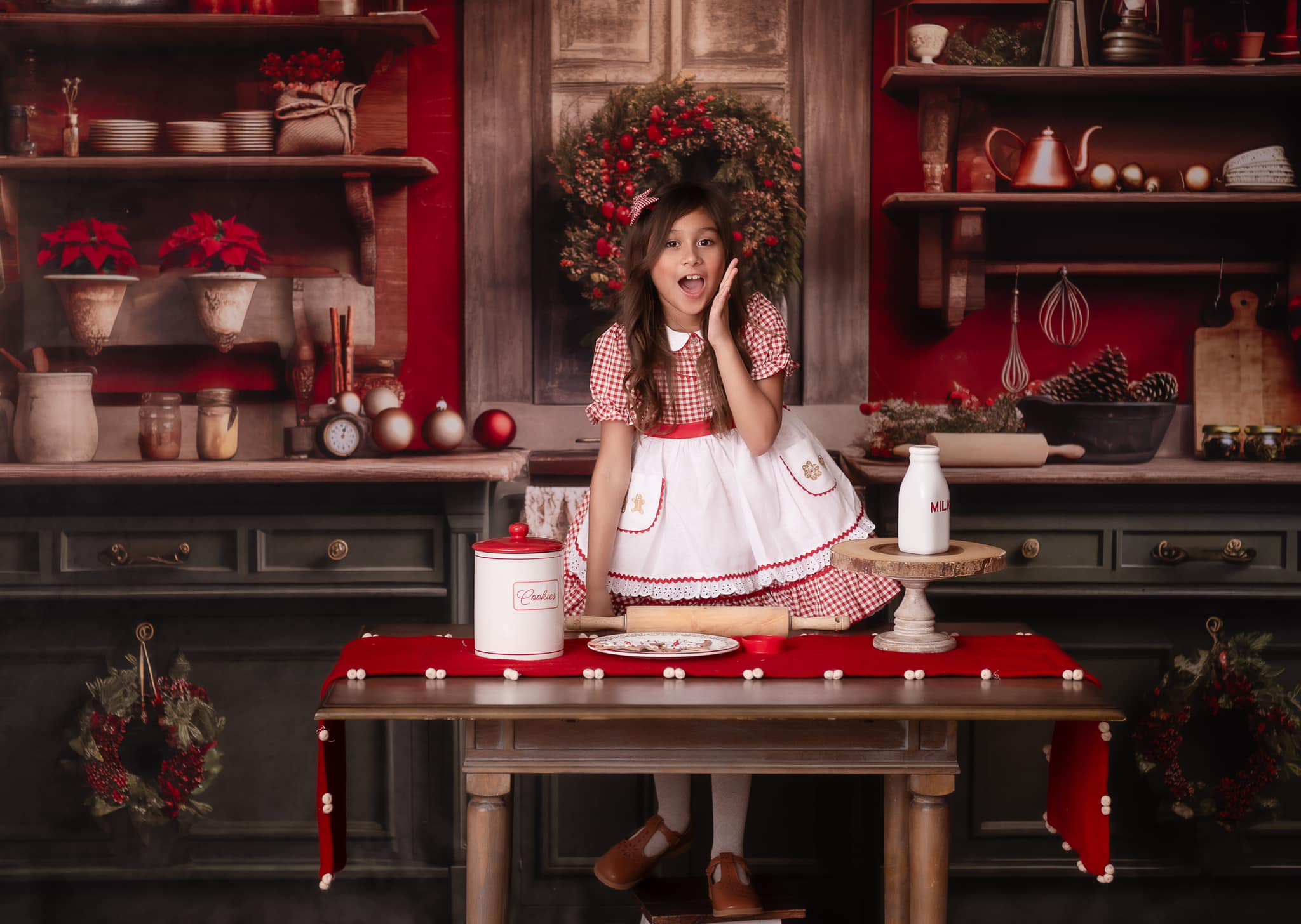 Kate Rot und Grün Weihnachten Küche Hintergrund von Mandy Ringe Fotograf - Kate Backdrop.de