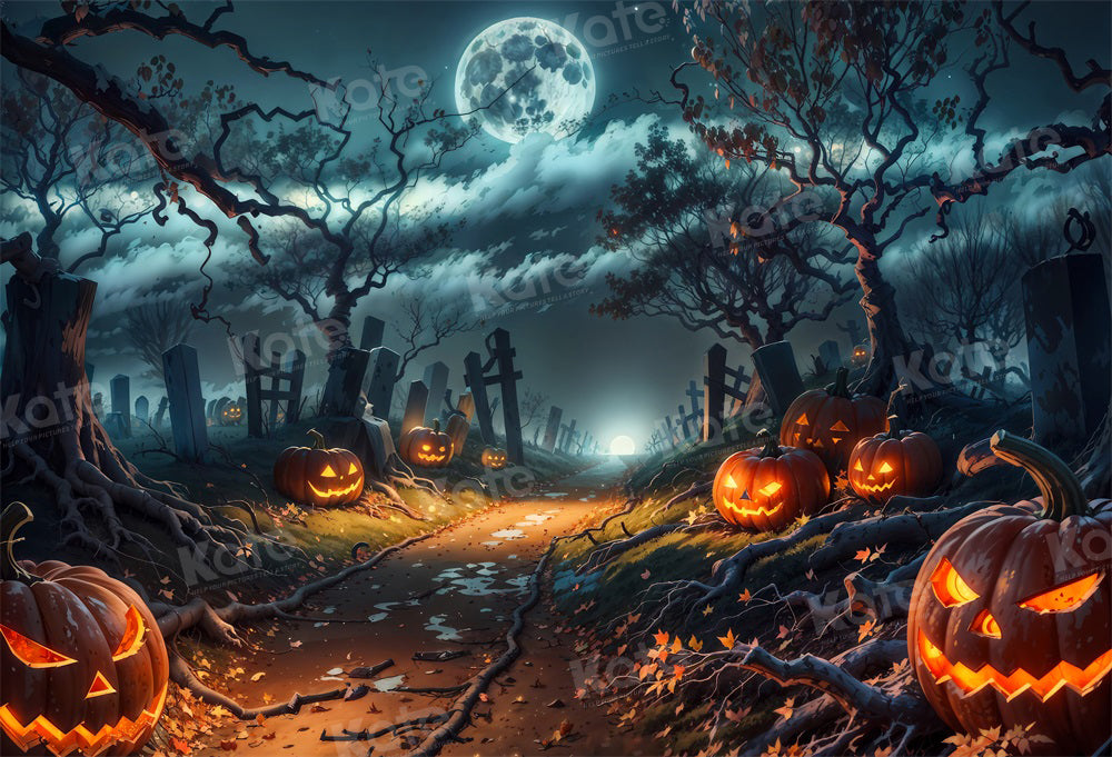Kate Halloween Kürbis Mond Nacht Hintergrund für Fotografie