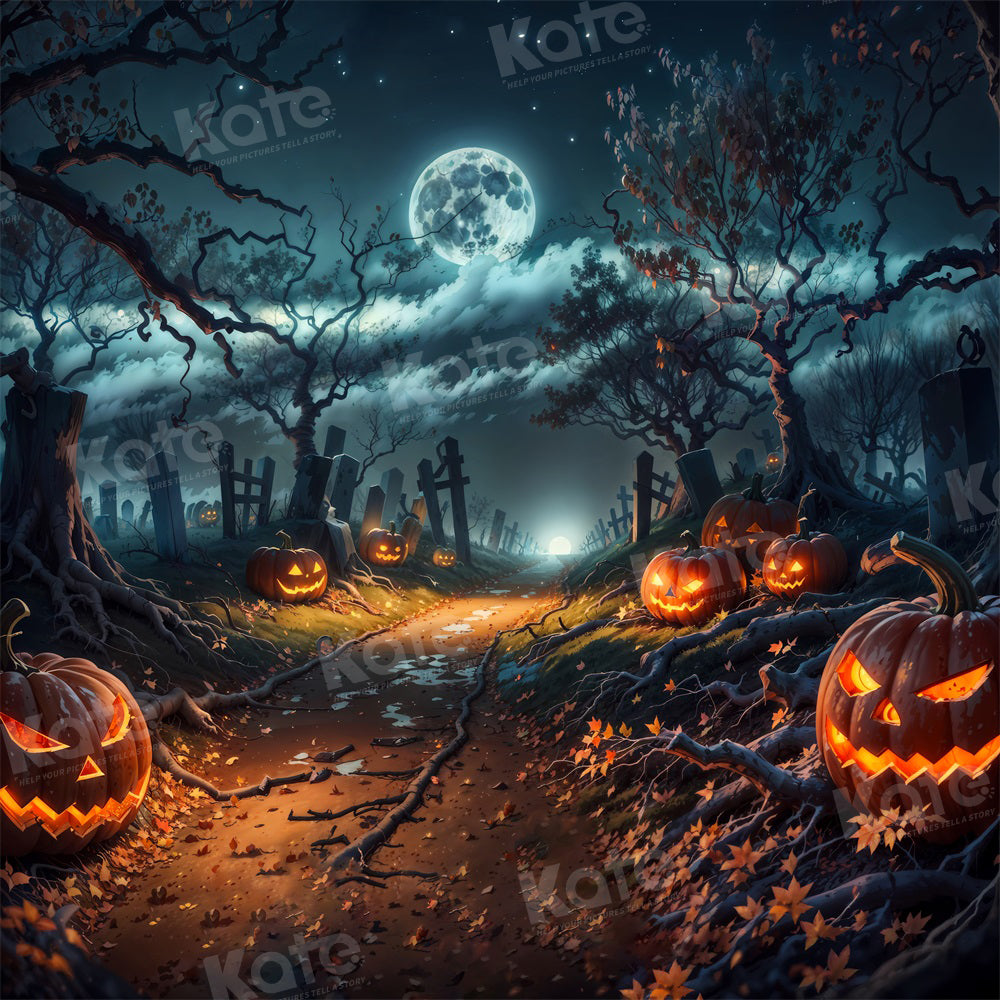 Kate Halloween Kürbis Mond Nacht Hintergrund für Fotografie