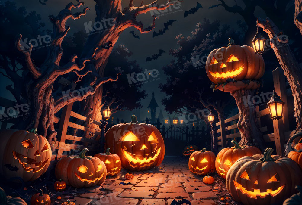 Kate Halloween Spooky Kürbis Nacht Hintergrund für Fotografie