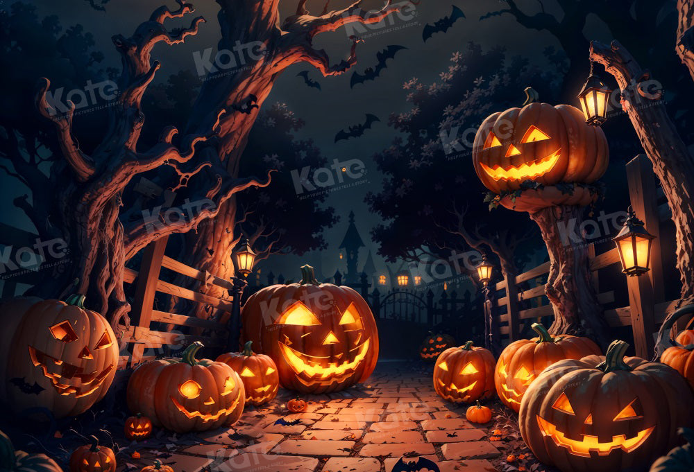 Kate Halloween Spooky Kürbis Nacht Hintergrund für Fotografie - Kate Backdrop.de