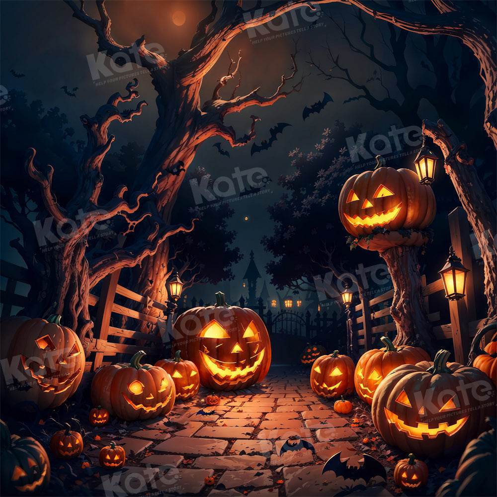 Kate Halloween Spooky Kürbis Nacht Hintergrund für Fotografie