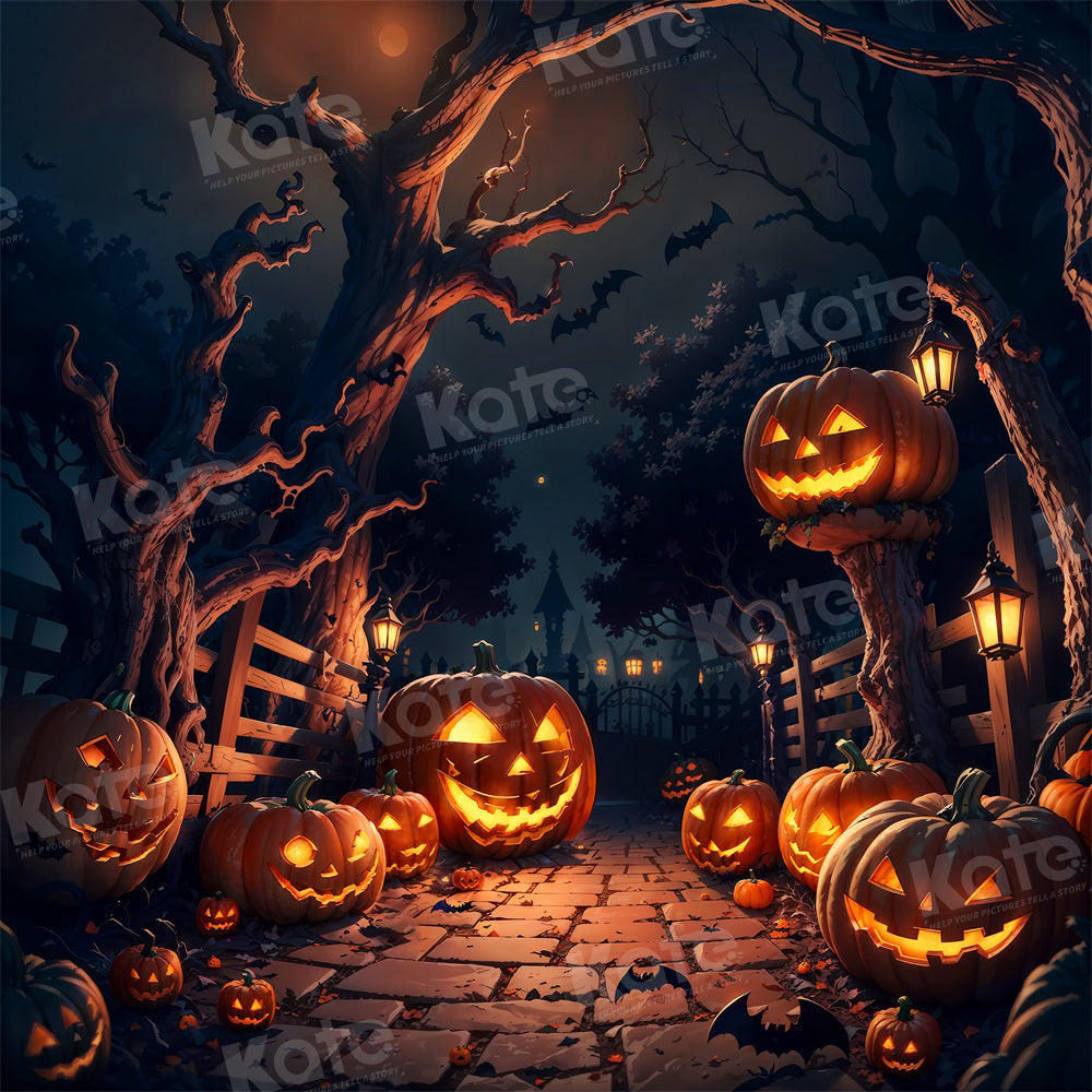 Kate Halloween Spooky Kürbis Nacht Hintergrund für Fotografie - Kate Backdrop.de