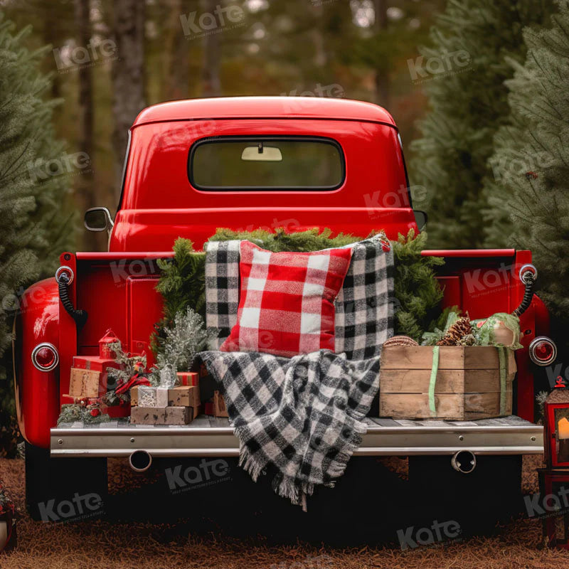 Kate Weihnachten Rot LKW draußen Hintergrund für Fotografie - Kate Backdrop.de