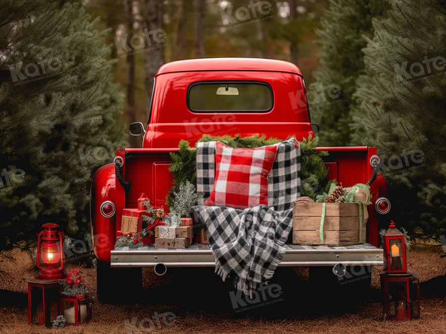 Kate Weihnachten Rot LKW draußen Hintergrund für Fotografie - Kate Backdrop.de