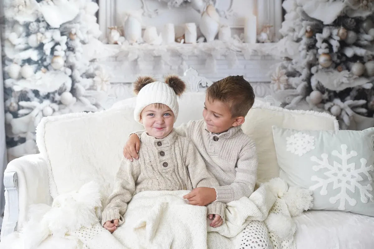 Kate Weihnachten Elegantes Zimmer Weißer Kamin Hintergrund für Fotografie - Kate Backdrop.de