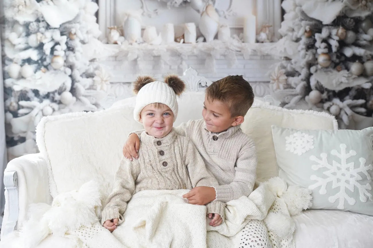 Kate Weihnachten Elegantes Zimmer Weißer Kamin Fleece Hintergrund - Kate Backdrop.de