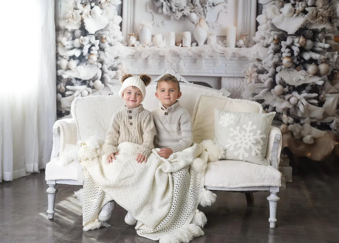 Kate Weihnachten Elegantes Zimmer Weißer Kamin Fleece Hintergrund - Kate Backdrop.de