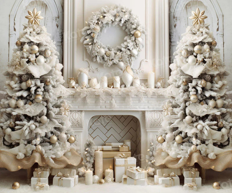 Kate Weihnachten Elegantes Zimmer Weißer Kamin Hintergrund für Fotografie