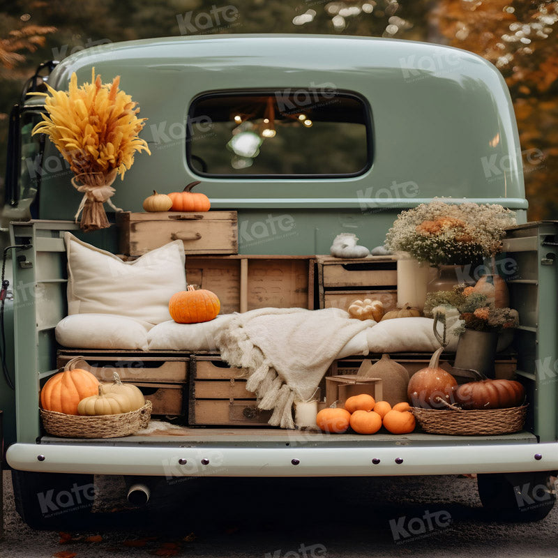 Kate Herbst Truck mit Kürbissen Fleece Hintergrund - Kate Backdrop.de