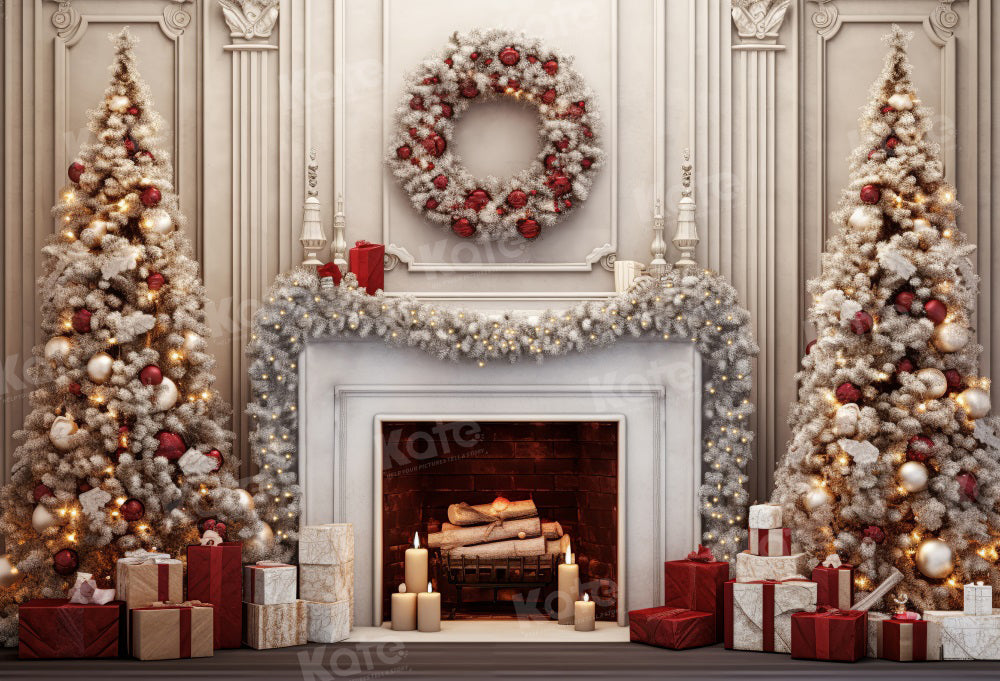 Kate Weihnachten Vintage Wand Baum mit Rot Fleece Hintergrund - Kate Backdrop.de