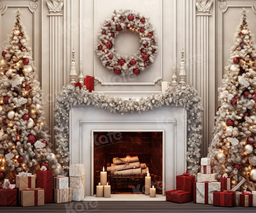 Kate Weihnachten Vintage Wall Tree mit rotem Hintergrund für Fotografie