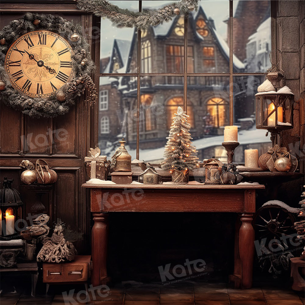 Kate Weihnachten Zimmer Winter Fenster Hintergrund für die Fotografie