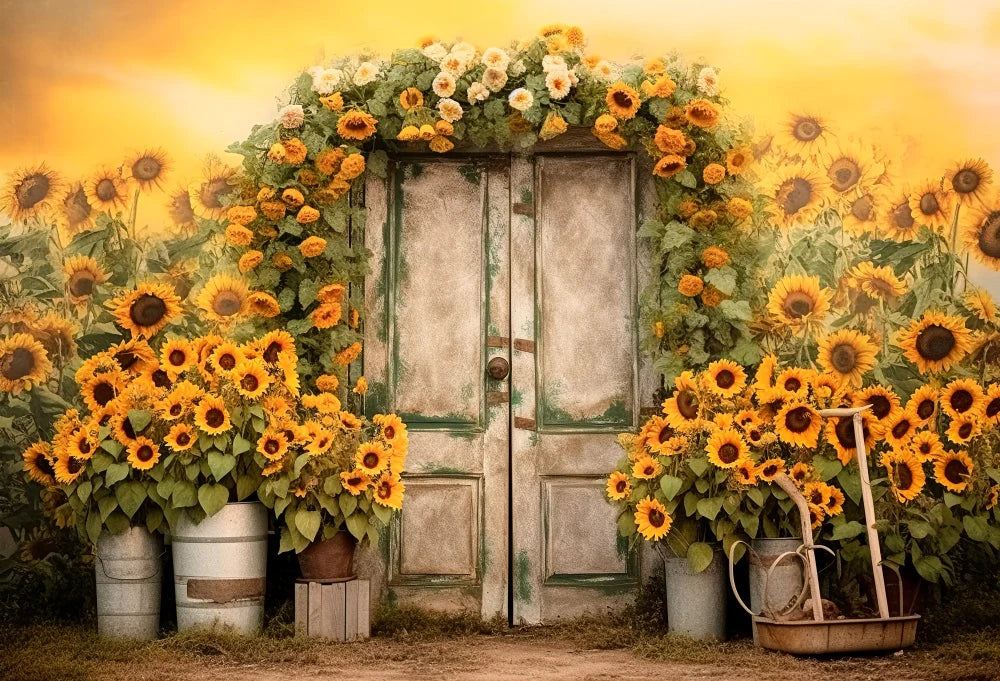 Kate Herbst Sonnenblume Tür Hintergrund für Fotografie - Kate Backdrop.de