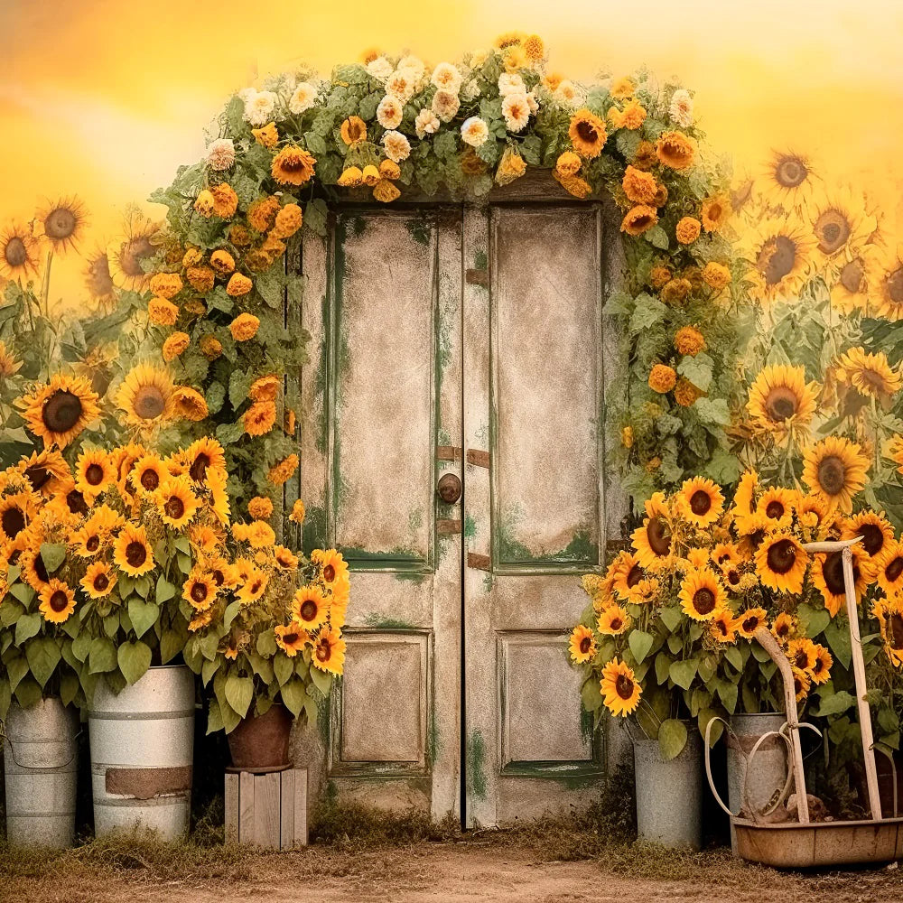 Kate Herbst Sonnenblume Tür Hintergrund für Fotografie - Kate Backdrop.de