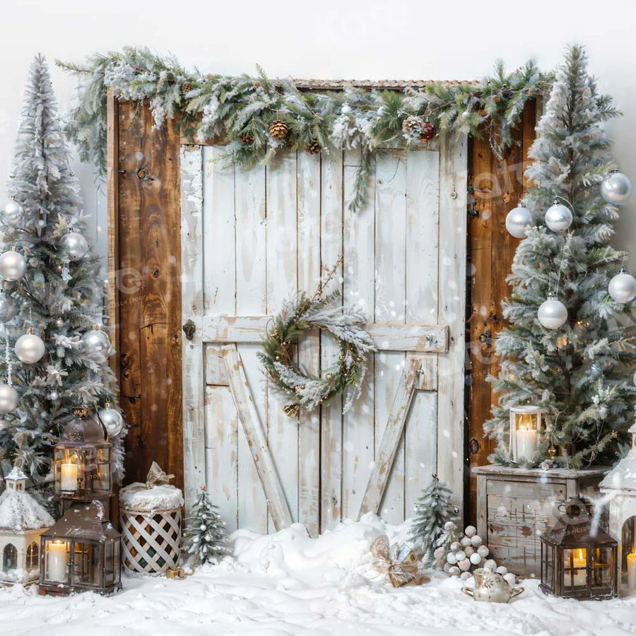 Kate Weihnachten - Baum Weiß Scheune Tür Hintergrund von Emetselch