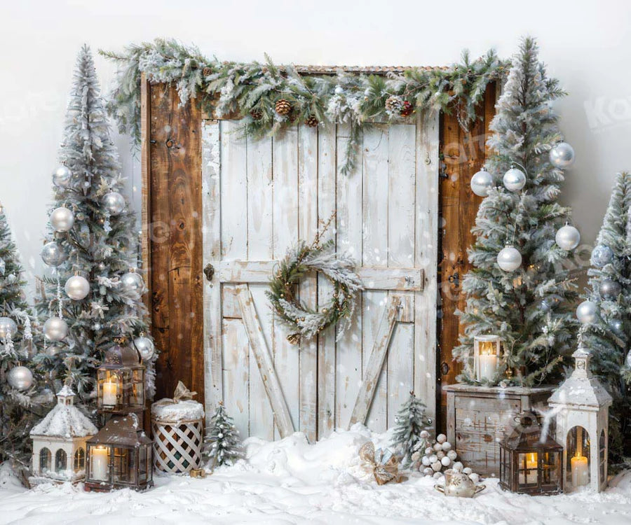 Kate Weihnachten - Baum Weiß Scheune Tür Hintergrund von Emetselch