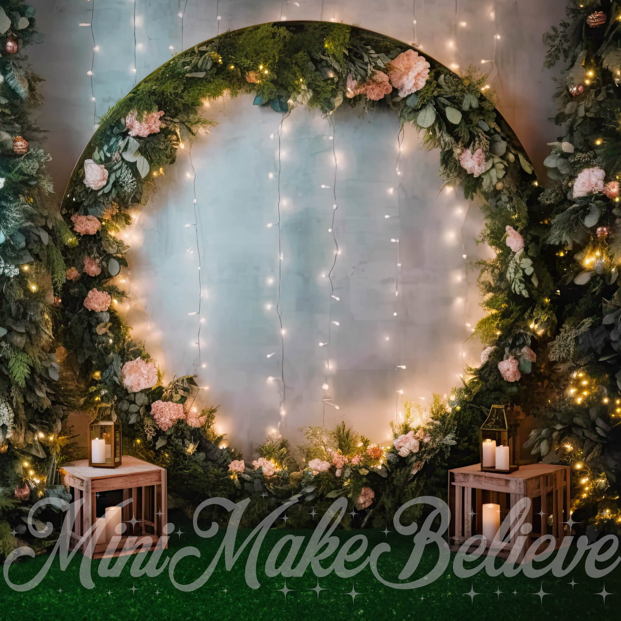 Kate Fairy Soft Floral Rundbogen mit Lichtern Hintergrund von Mini MakeBelieve - Kate Backdrop.de