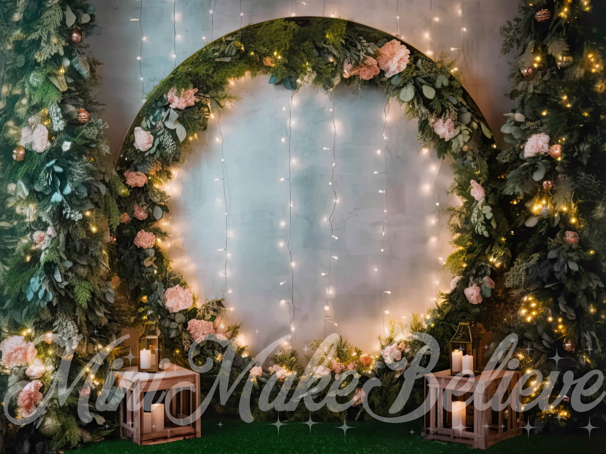 Kate Fairy Soft Floral Rundbogen mit Lichtern Hintergrund von Mini MakeBelieve - Kate Backdrop.de