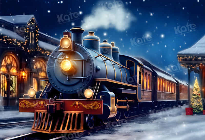 Kate Weihnachten Winter Zug Hintergrund für die Fotografie