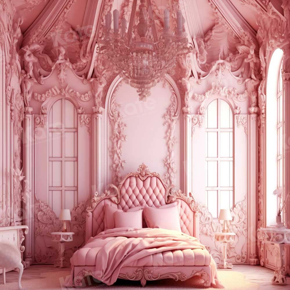 Kate Mode Puppe Rosa Zimmer Bett Hintergrund von Chain Photography - Kate Backdrop.de