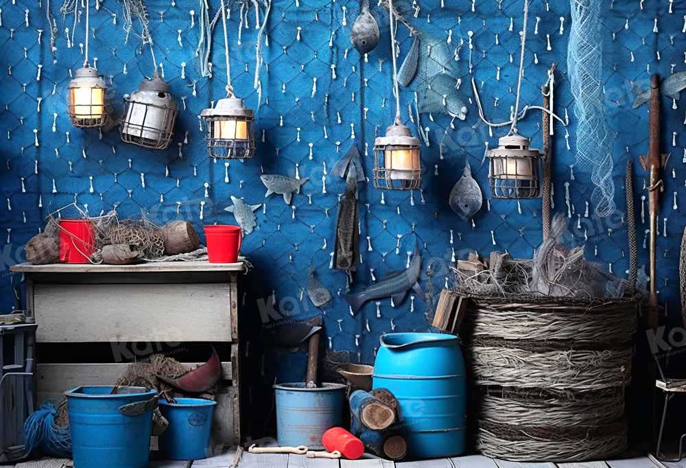 Kate Sommer Go Fishing Blauer Hintergrund von Chain Photography