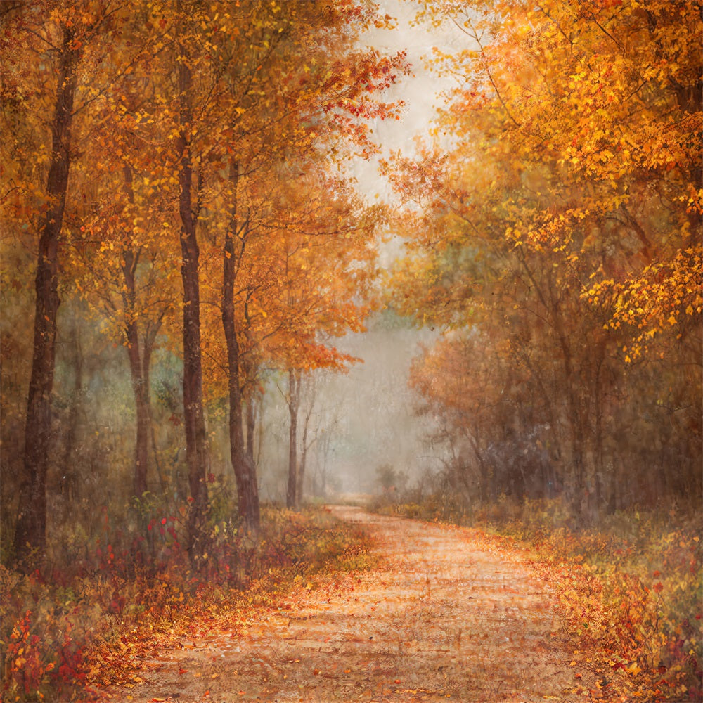 Kate Herbst Golden Leaves Path Wald Hintergrund für Fotografie