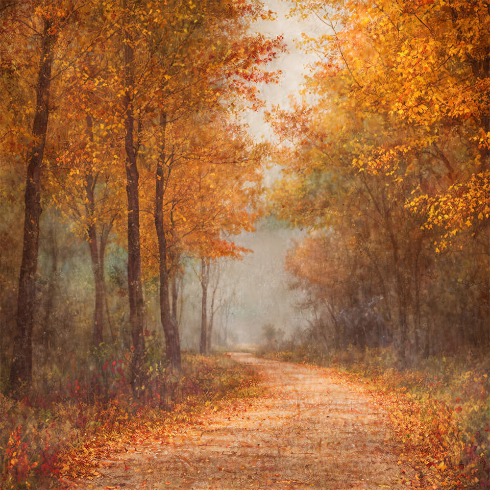 Kate Herbst Golden Leaves Path Wald Hintergrund für Fotografie - Kate Backdrop.de