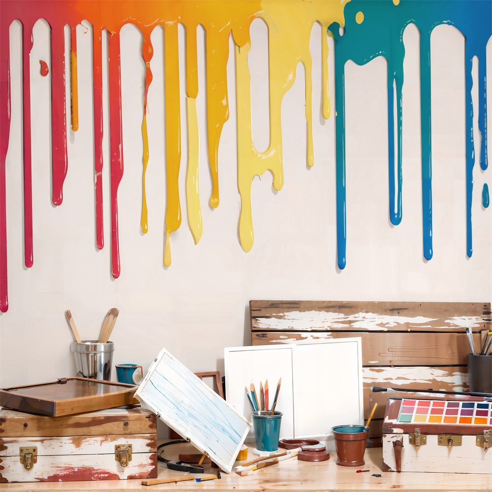 Kate Zurück zu Schule Aquarell Kunst Malerei bunte Hintergrund für Fotografie - Kate Backdrop.de