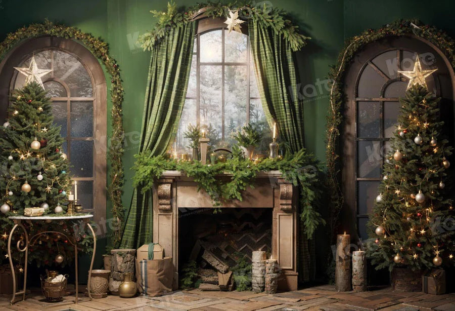 Kate Weihnachten Grün Kamin Vorhang Hintergrund von Emetselch - Kate Backdrop.de