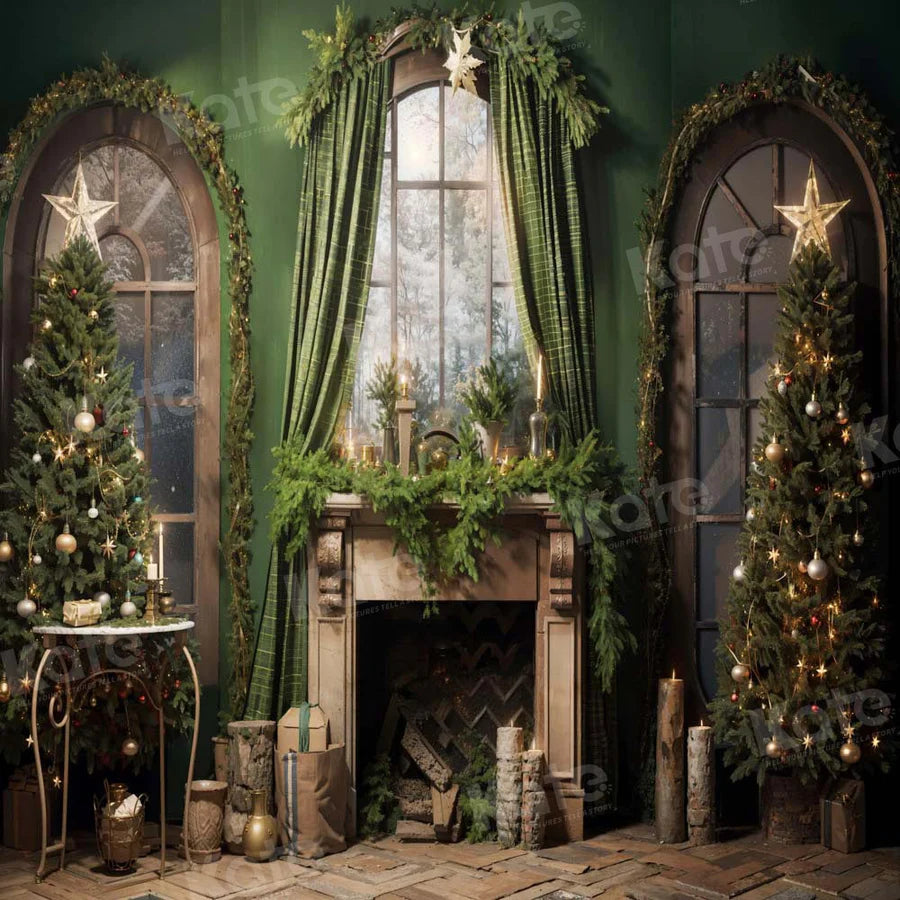 Kate Weihnachten Grün Kamin Vorhang Hintergrund von Emetselch - Kate Backdrop.de