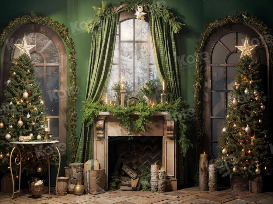 Kate Weihnachten Grün Kamin Vorhang Hintergrund von Emetselch - Kate Backdrop.de
