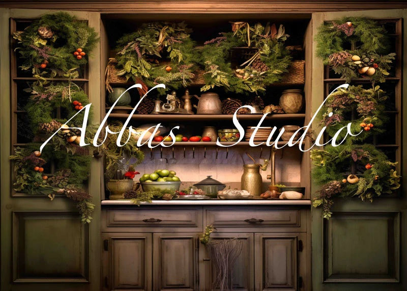 Kate Weihnachtsgrüner Küchenhintergrund von Abbas Studio - Kate Backdrop.de