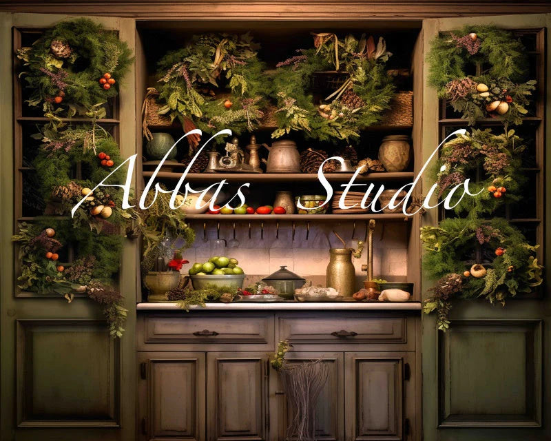 Kate Weihnachtsgrüner Küchenhintergrund von Abbas Studio - Kate Backdrop.de