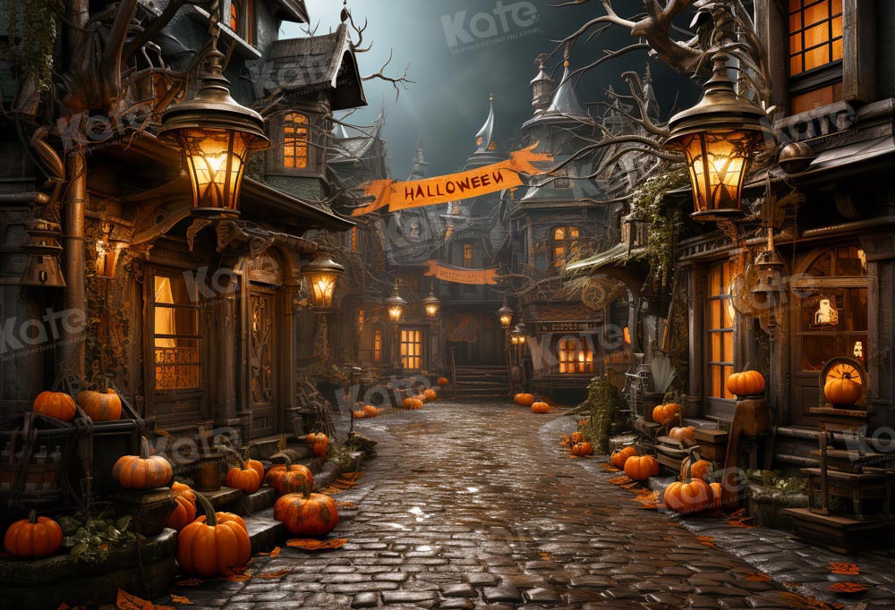 Kate Halloween Straße Kürbis Hintergrund von Emetselch - Kate Backdrop.de
