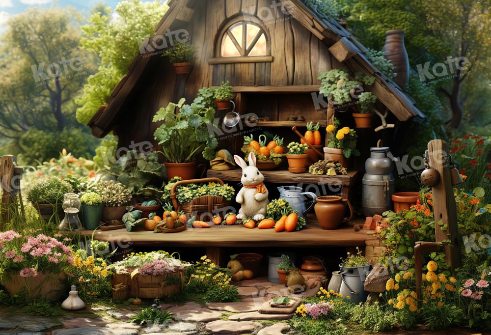 Kate Frühling Sommer Kaninchenhaus im Wald Hintergrund Entworfen von Emetselch - Kate Backdrop.de