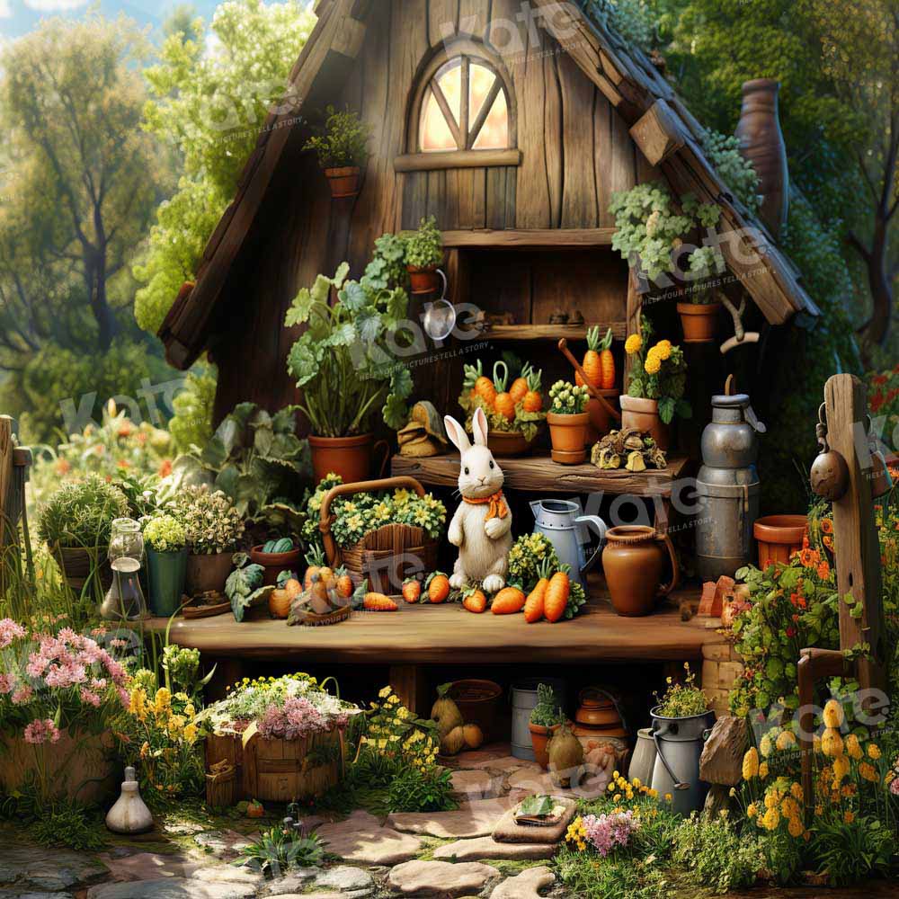 Kate Frühling Sommer Kaninchenhaus im Wald Hintergrund Entworfen von Emetselch - Kate Backdrop.de
