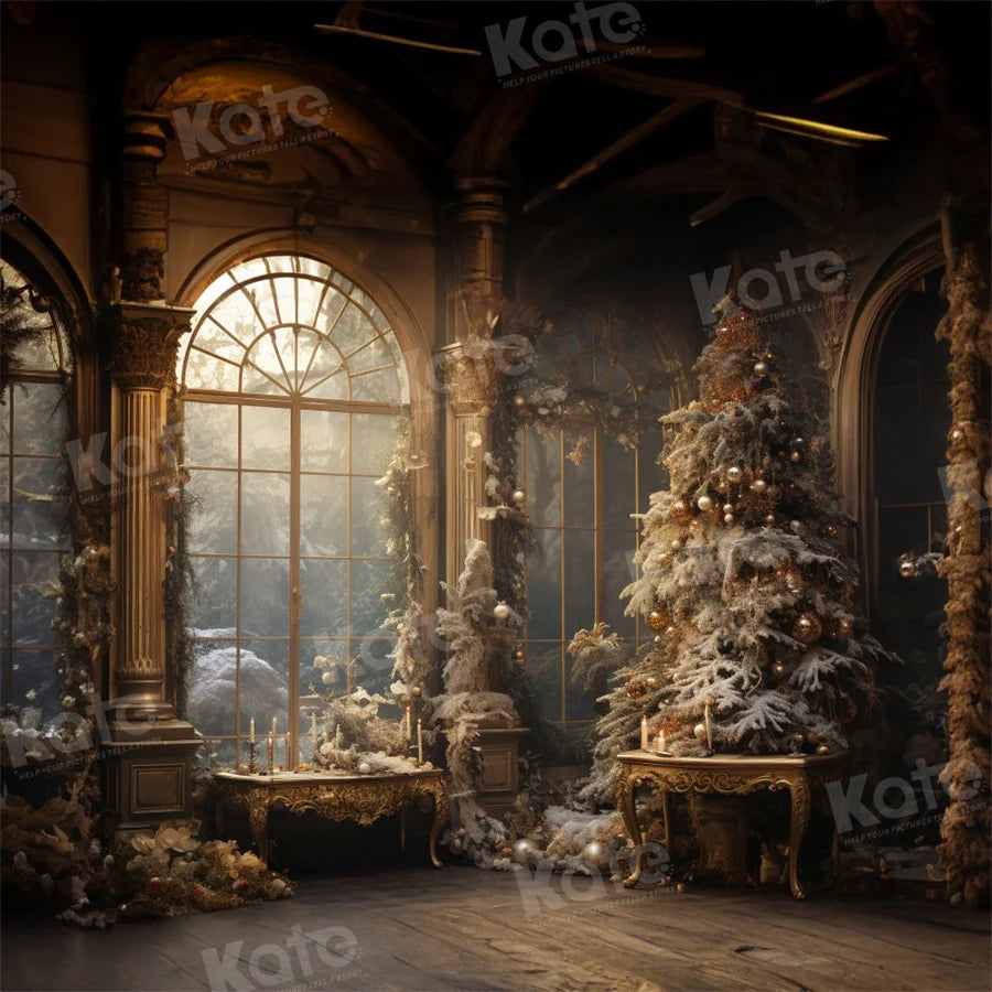 Kate Vintage Weihnachtsbaum Fenster Hintergrund für die Fotografie