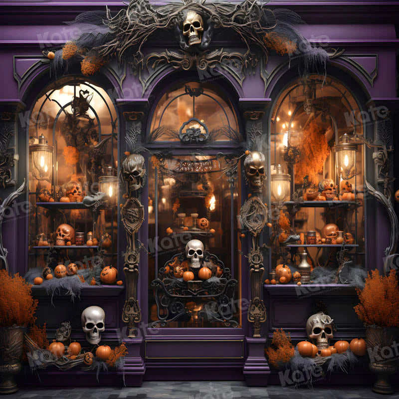 Kate Halloween lila Store Skelett Hand Hintergrund für Fotografie - Kate Backdrop.de