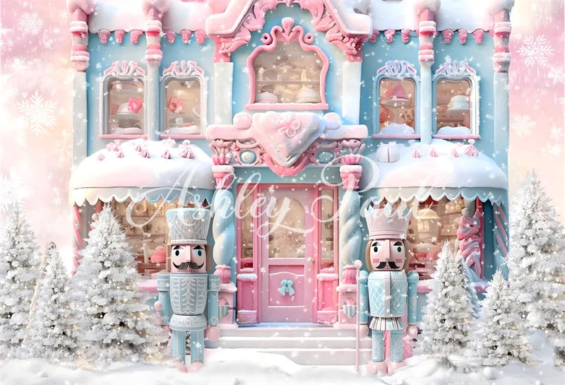 Kate Rosa Weihnachten Nussknacker Haus Hintergrund von Ashley Paul - Kate Backdrop.de
