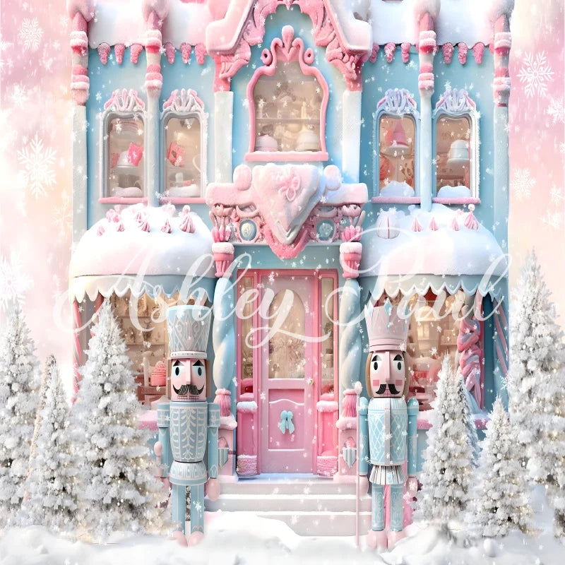Kate Rosa Weihnachten Nussknacker Haus Hintergrund von Ashley Paul - Kate Backdrop.de