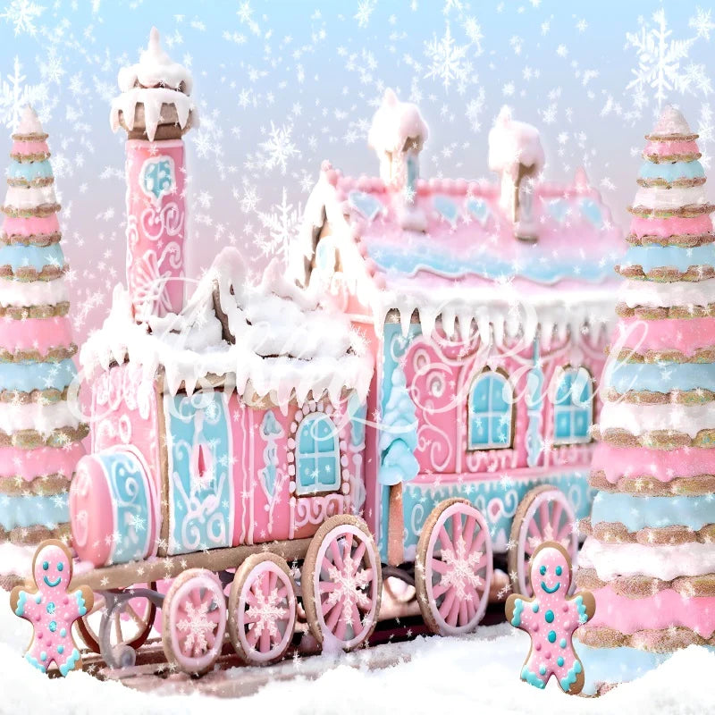 Kate Winter Weihnachten Rosa Süßigkeiten Zug Hintergrund von Ashley Paul