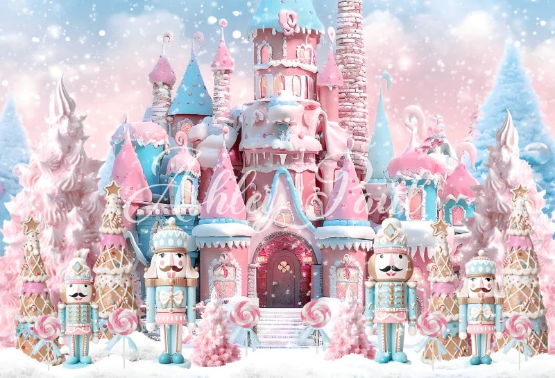 Kate Winter Weihnachten Rosa Nussknacker Schloss Hintergrund von Ashley Paul - Kate Backdrop.de