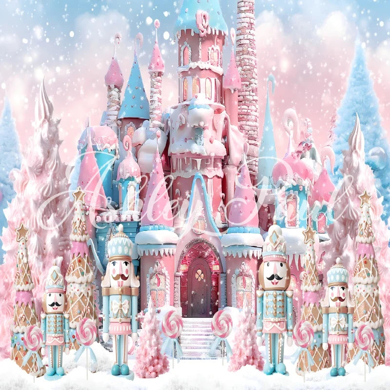 Kate Winter Weihnachten Rosa Nussknacker Schloss Hintergrund von Ashley Paul - Kate Backdrop.de