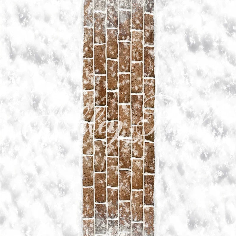 Kate Winter Schnee Braun Ziegel Weg Boden Hintergrund von Ashley Paul